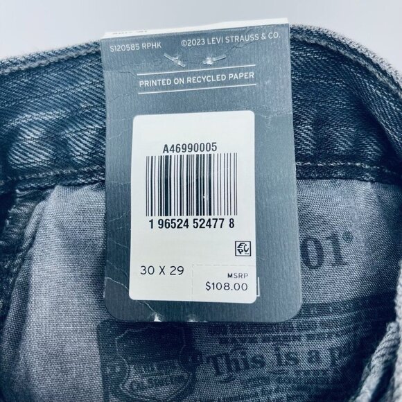 Levi’s 501 ‘81 Jeans Size 30x29 Women’s A High Rise Tapered Leg Black New - Picture 7 of 10